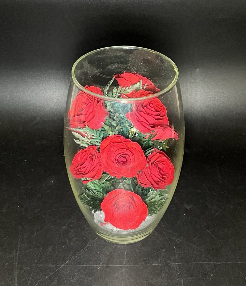 Vintage Miracle Roses The Bombay Mix Preserved Red Roses Glass